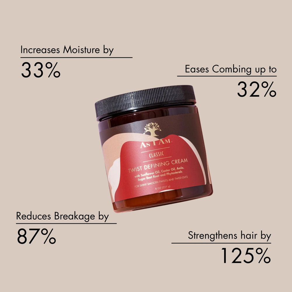 As I Am Twist Defining Cream Red jar back view for lasting definition.