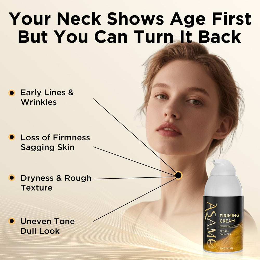 ASAMO decollete area tightening demonstration suggests lifted contours.