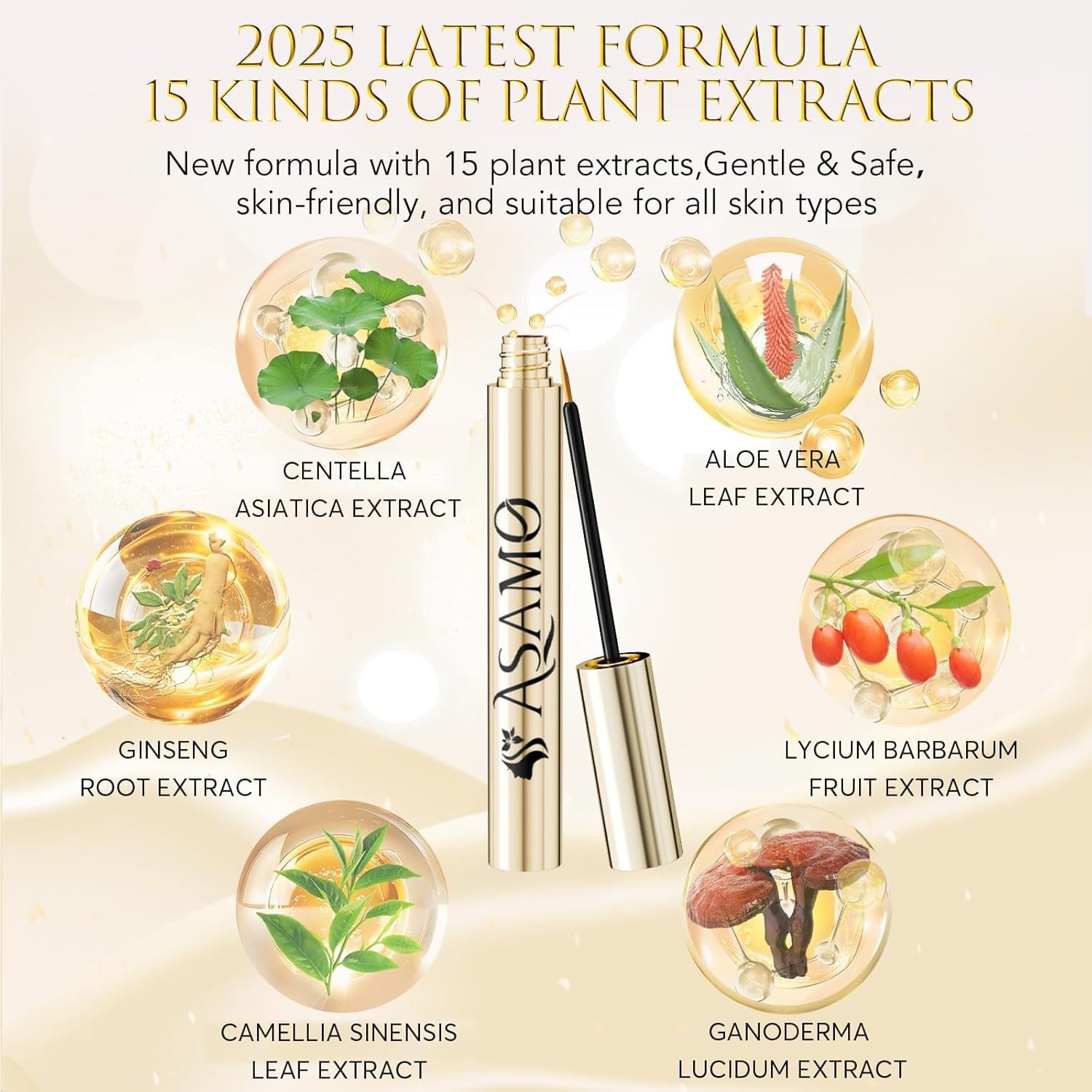 ASAMO eyelash serum applicator brush shows precise nightly application
