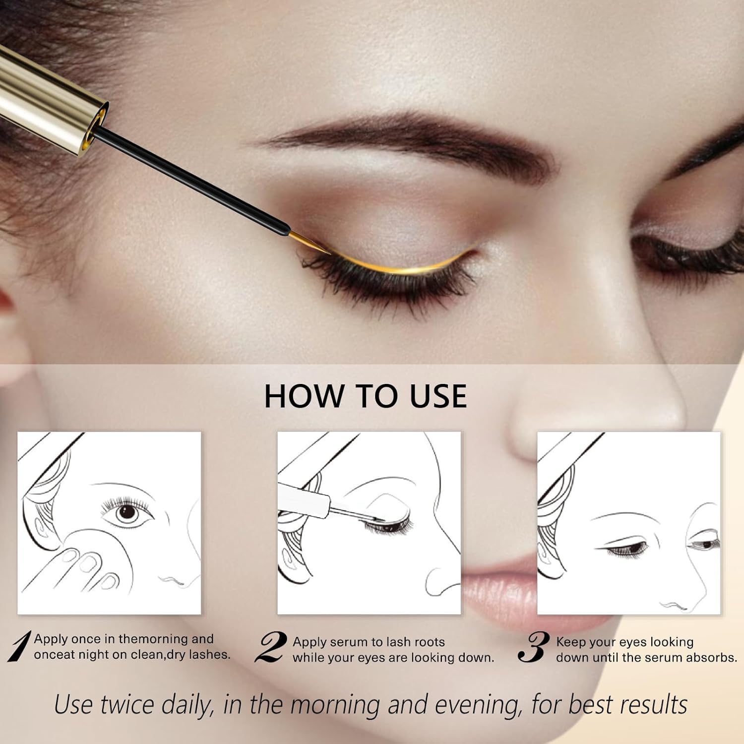 ASAMO eyelash serum hypoallergenic illustration emphasizing safe formula