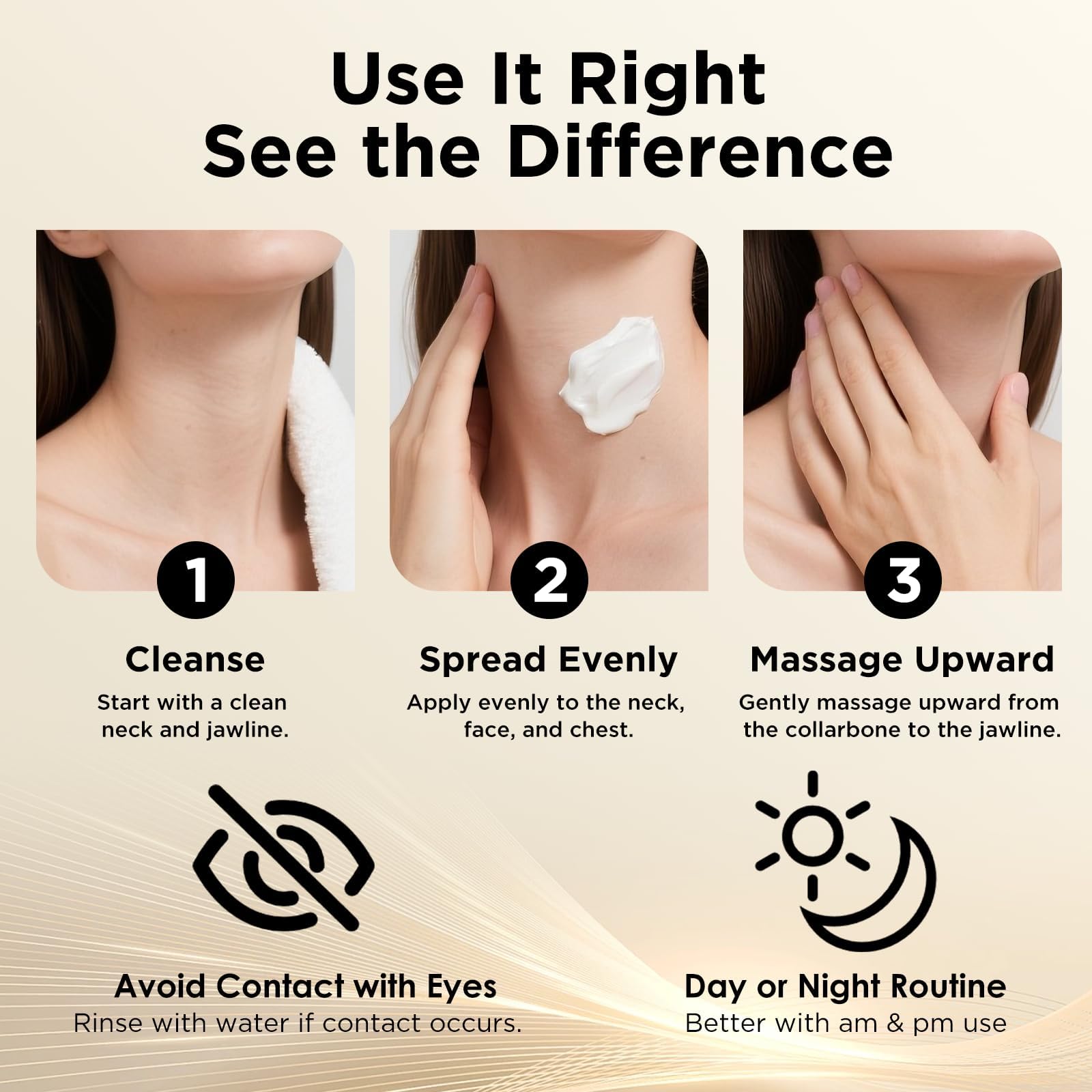 ASAMO hydration drop on skin signals intense moisture for dull neck skin.