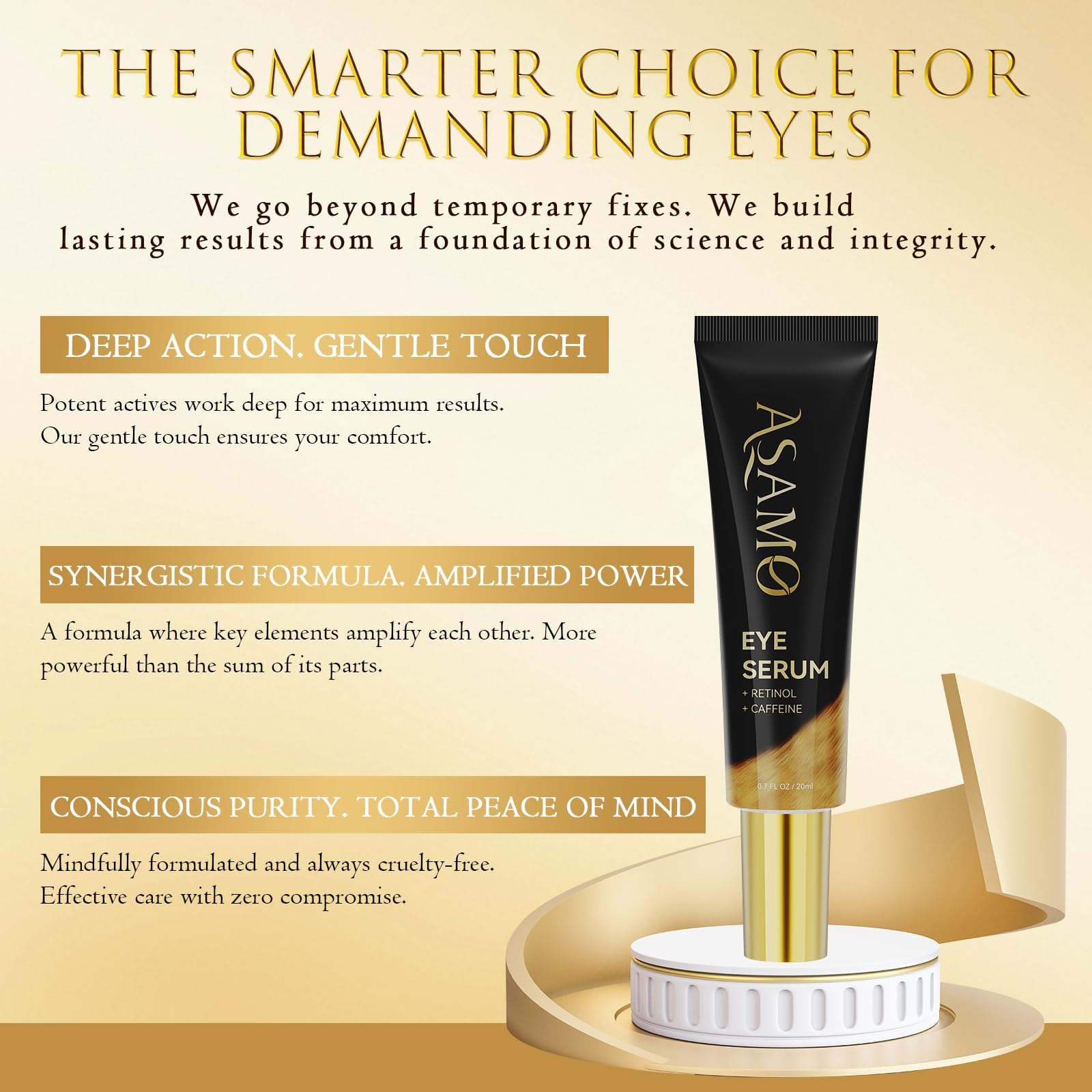 ASAMO Retinol & Caffeine Eye Serum multi-area application on eyes and smile lines