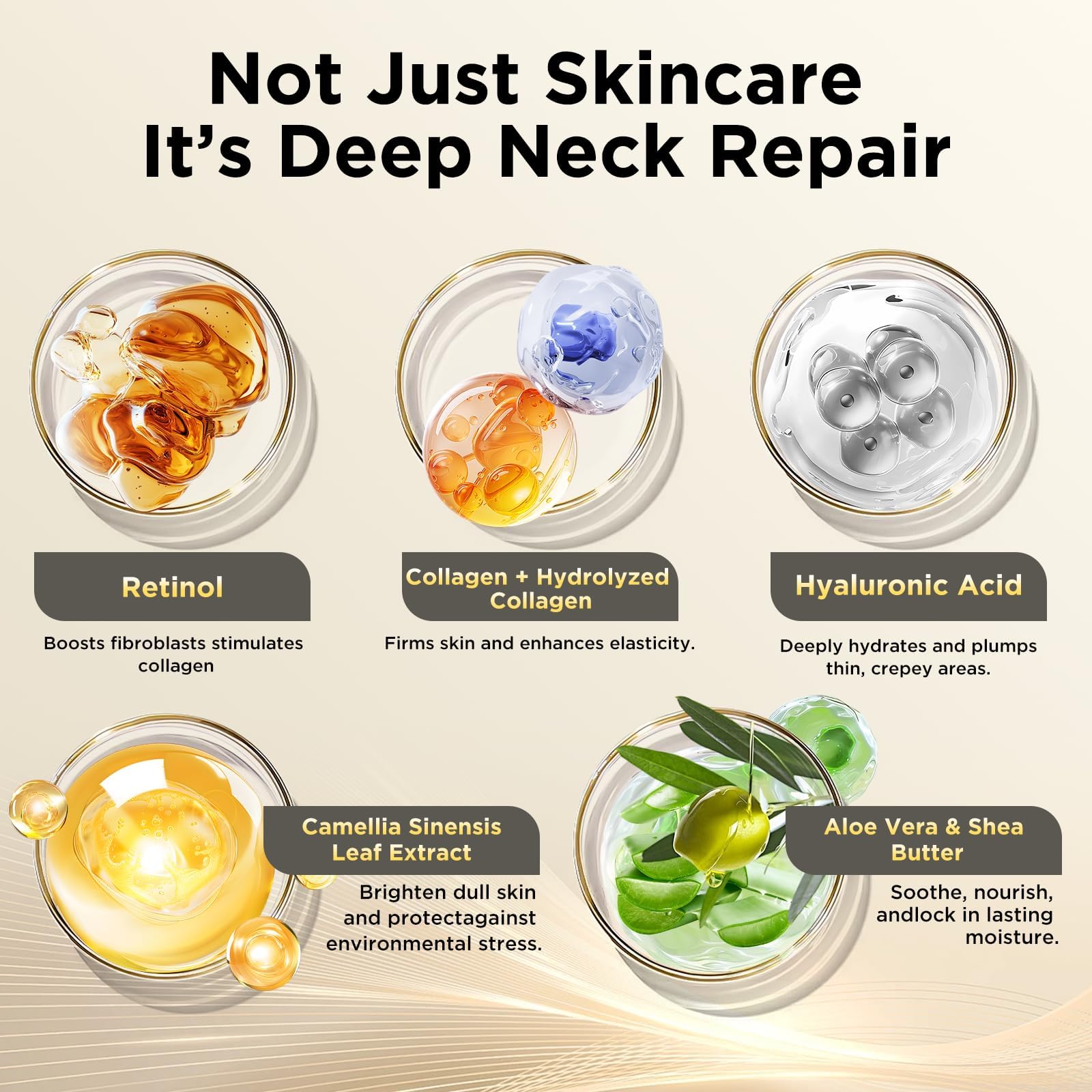 ASAMO neck cream application closeup shows gentle massage for better absorption.