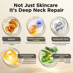ASAMO neck cream application closeup shows gentle massage for better absorption.