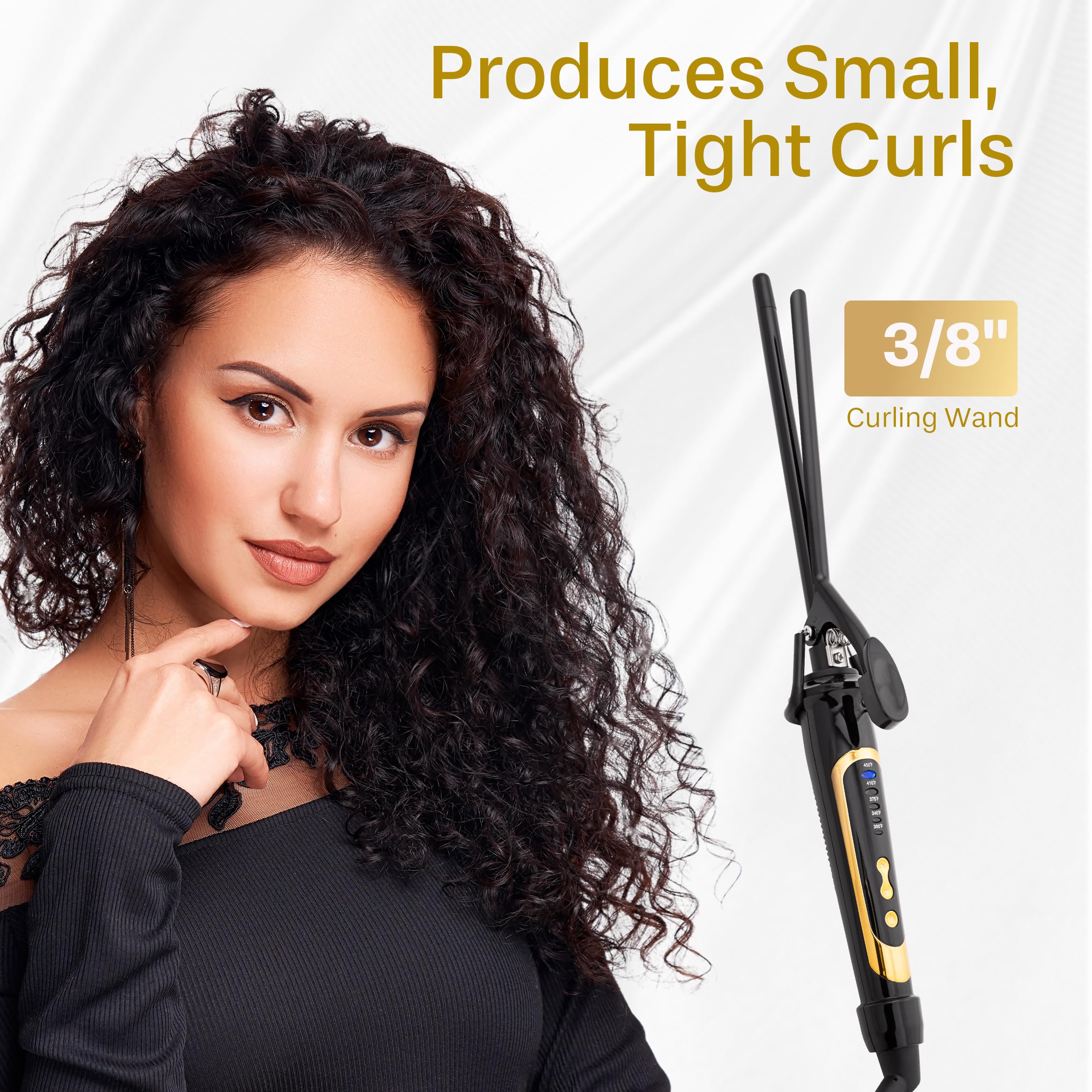 Asani curling-iron-wand-safety-features highlights insulated tip and protective glove for safety.