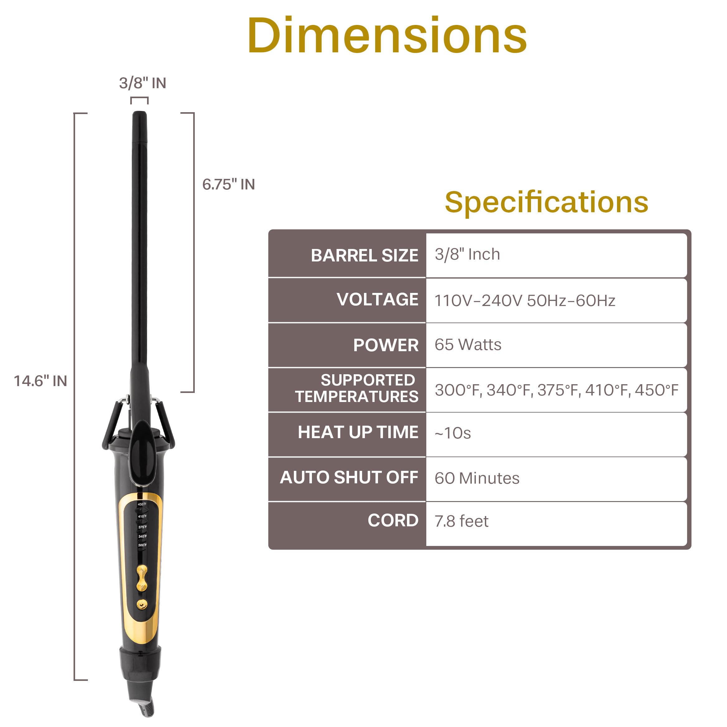 Asani curling-iron-wand-tight-clamp provides secure grip for root-to-tip curls.