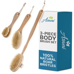 Asani dry brushing back brush with detachable handle for easy full-body exfoliation and lymphatic use
