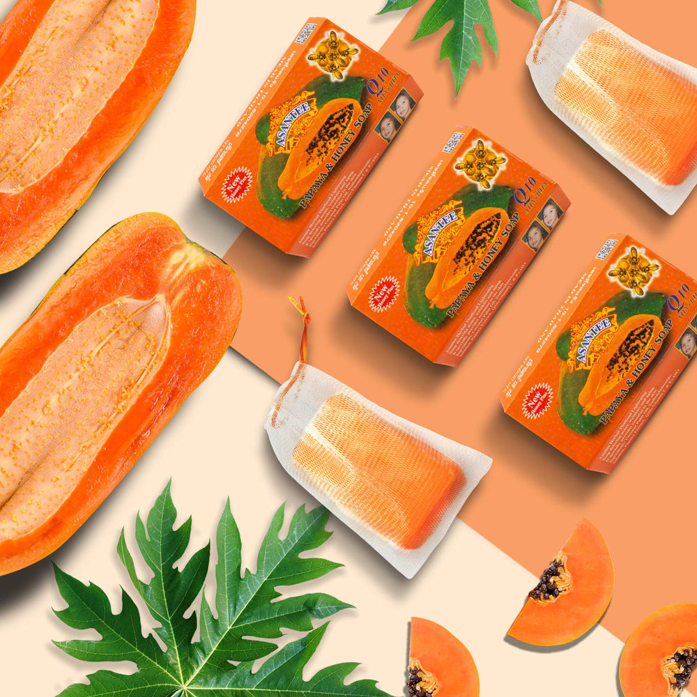 ASANTEE papaya-honey soap bars daily-use routine for refreshed, smooth-feeling skin.