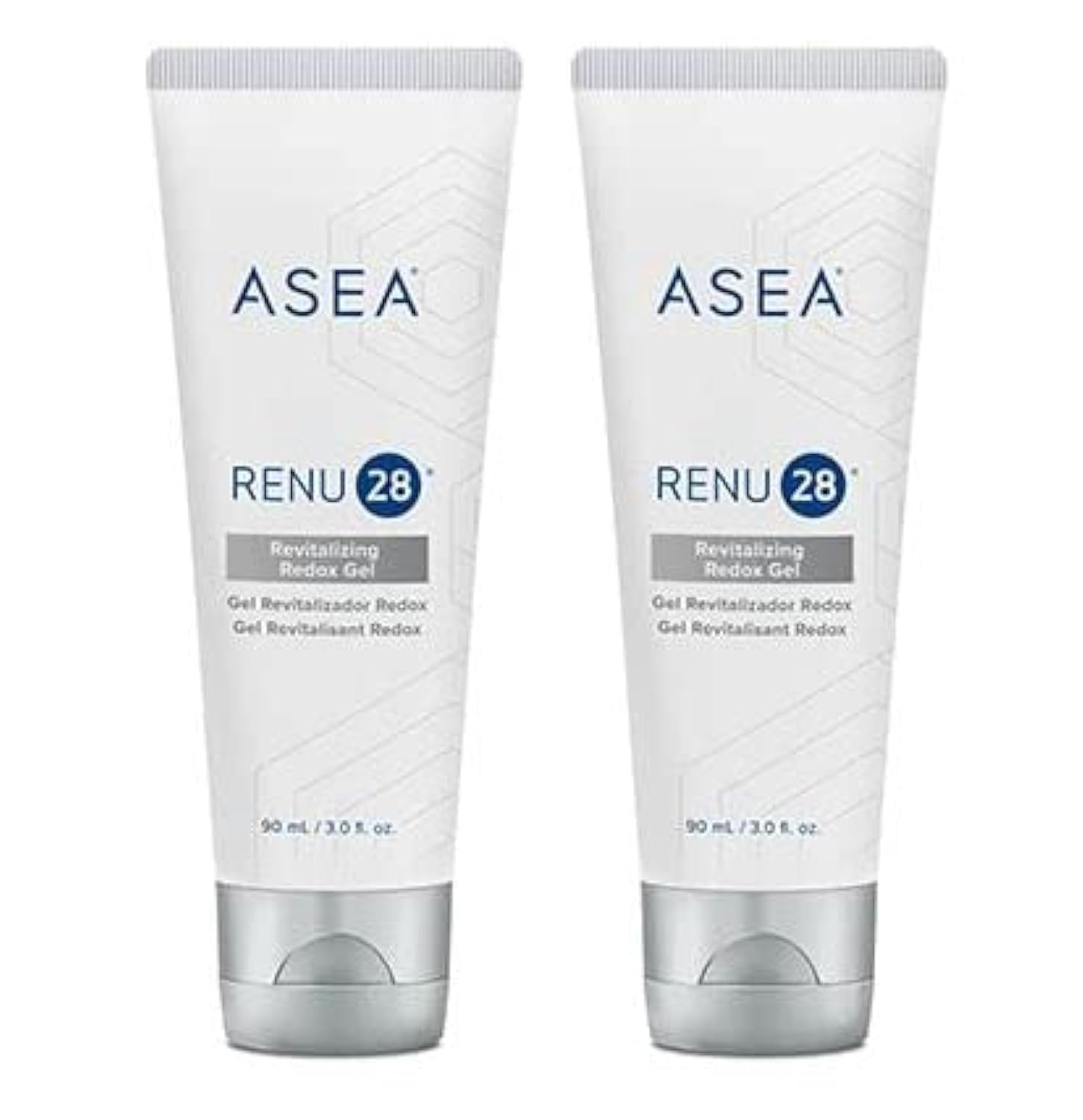 ASEA Renu 28 gel 2-pack pack-shot showing smooth skin and soothing comfort.