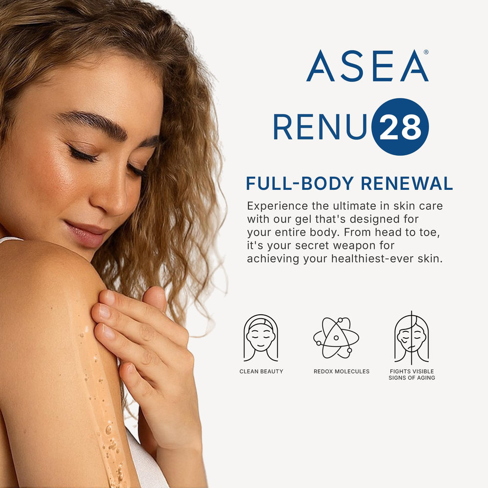 ASEA RENU28 Redox Gel application on forearm demonstrates lightweight, non-greasy feel