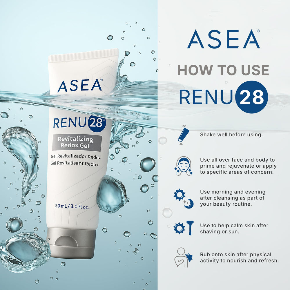 ASEA RENU28 Redox Gel for face and body shows gentle, skin-friendly formula for sensitive skin