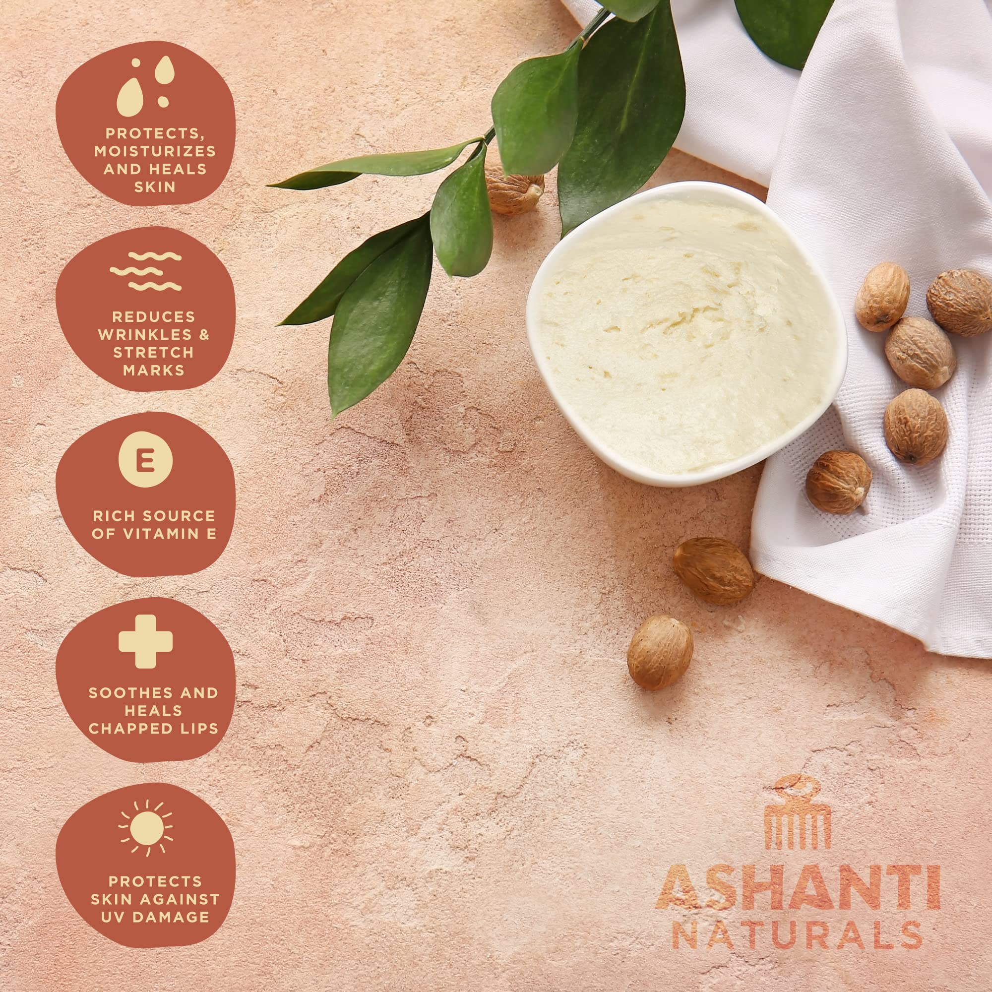 Ashanti Naturals coconut almond oil ingredient highlight emphasizes skin and hair nourishment.