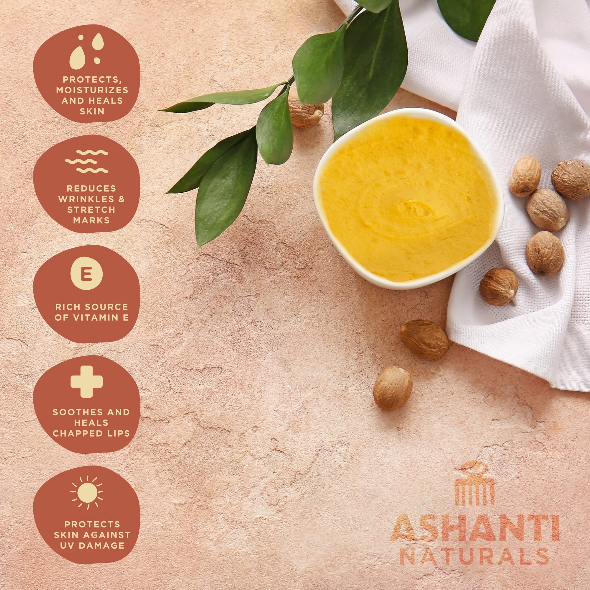 Ashanti Naturals Yellow Raw Shea Butter tub, ideal for damaged or frizzy hair.