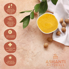 Ashanti Naturals Yellow Raw Shea Butter tub, ideal for damaged or frizzy hair.
