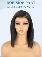 Ashart 10-inch bob closeup preplucked-bleached shows natural hairline for seamless part.