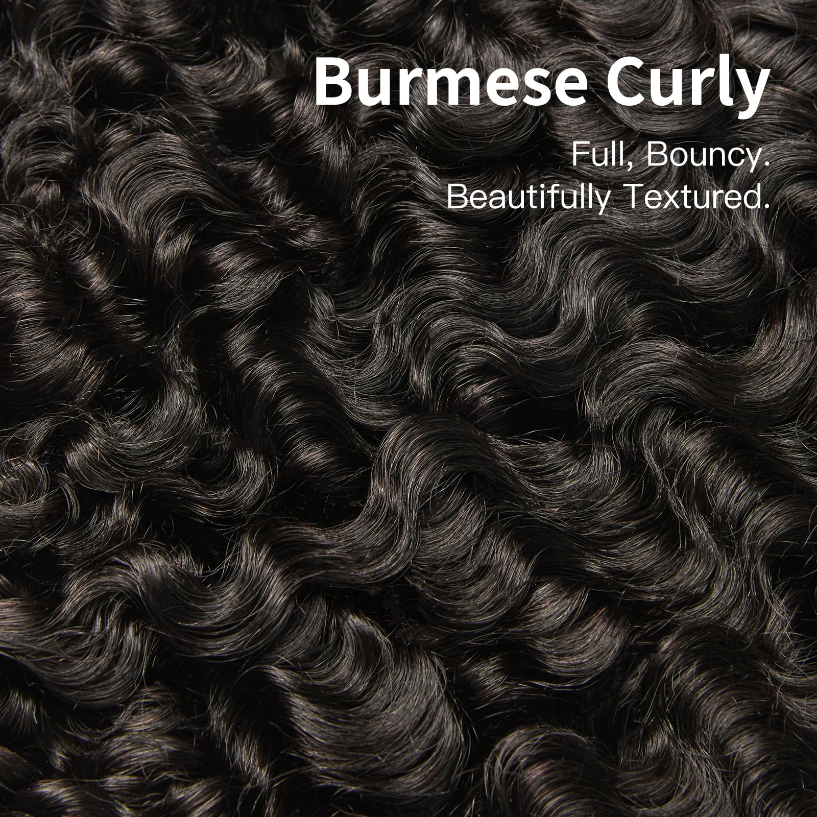 ASHINE Burmese curly bundles raw hair cuticles closeup shows intact cuticles.