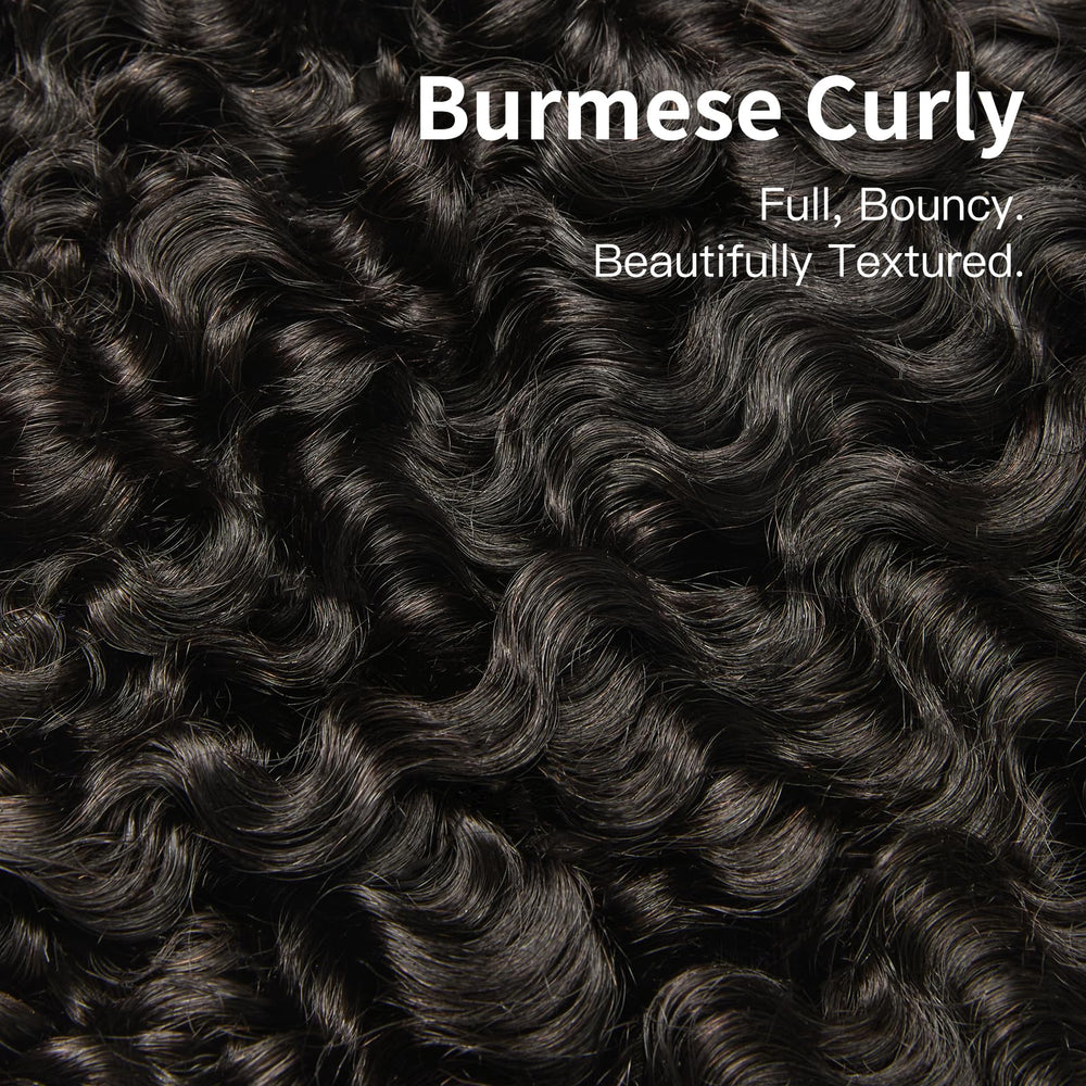 ASHINE Burmese curly bundles raw hair cuticles closeup shows intact cuticles.