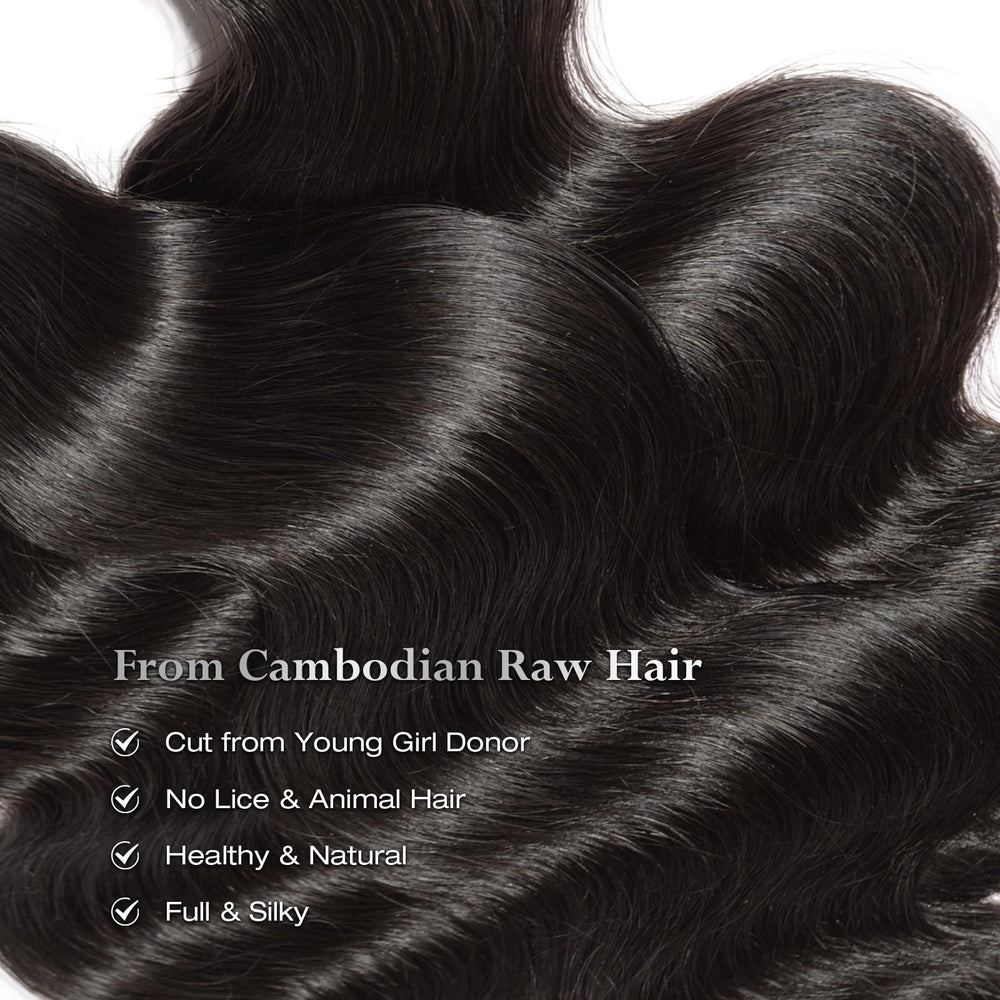 ASHINE Cambodian raw hair bundles double-weft for durability and reduced shedding