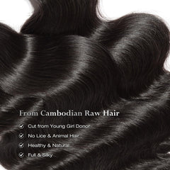 ASHINE Cambodian raw hair bundles length chart highlights true-length advantage