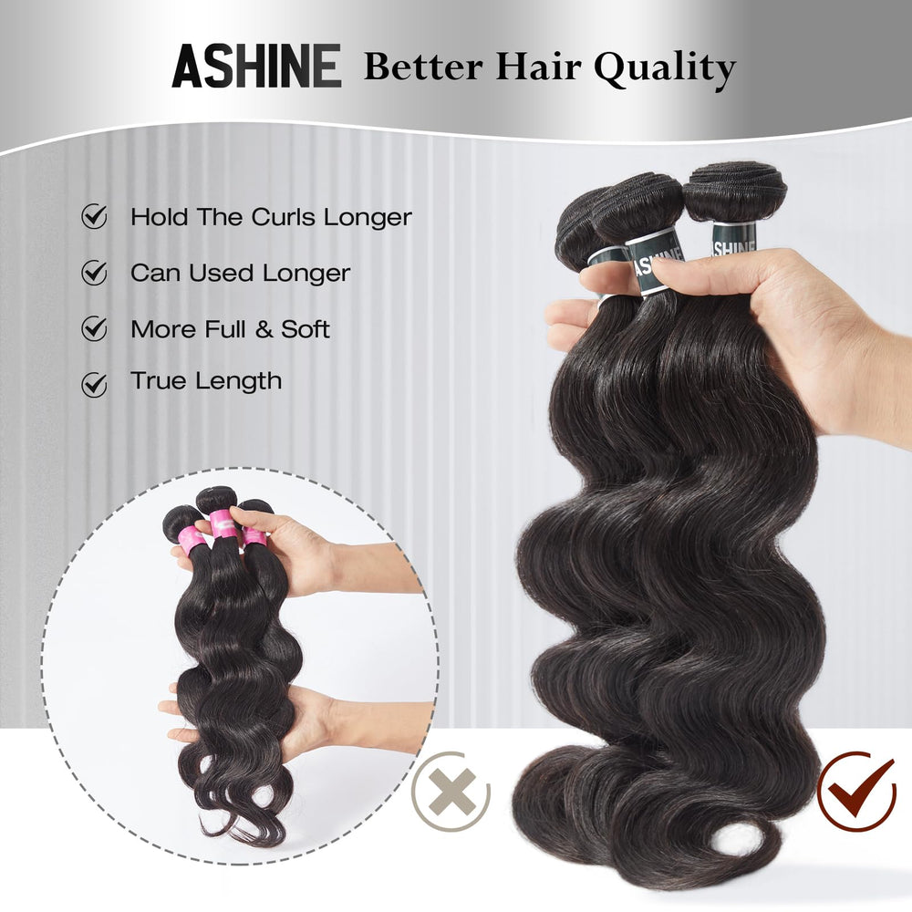 ASHINE packaging for ASHINE Cambodian raw hair bundles with three bundles