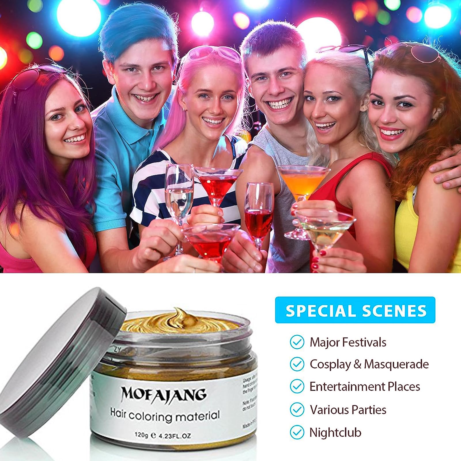 Asocrew Gold party styling image suggests versatile use for festivals and events.