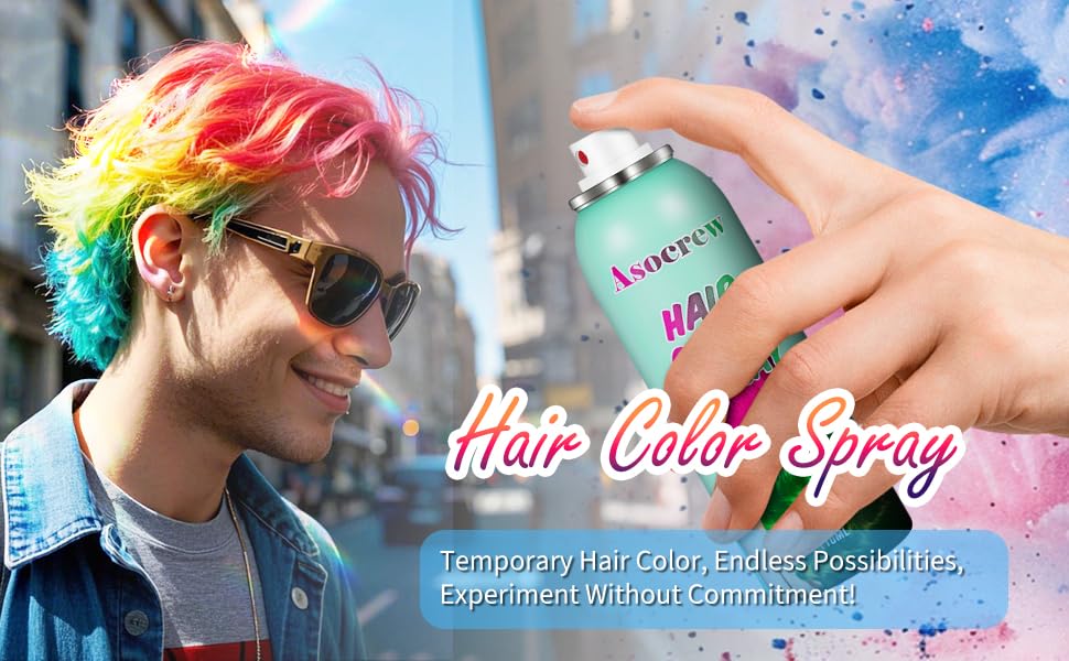 Asocrew green hair spray on styled hair for cosplay and Halloween looks.