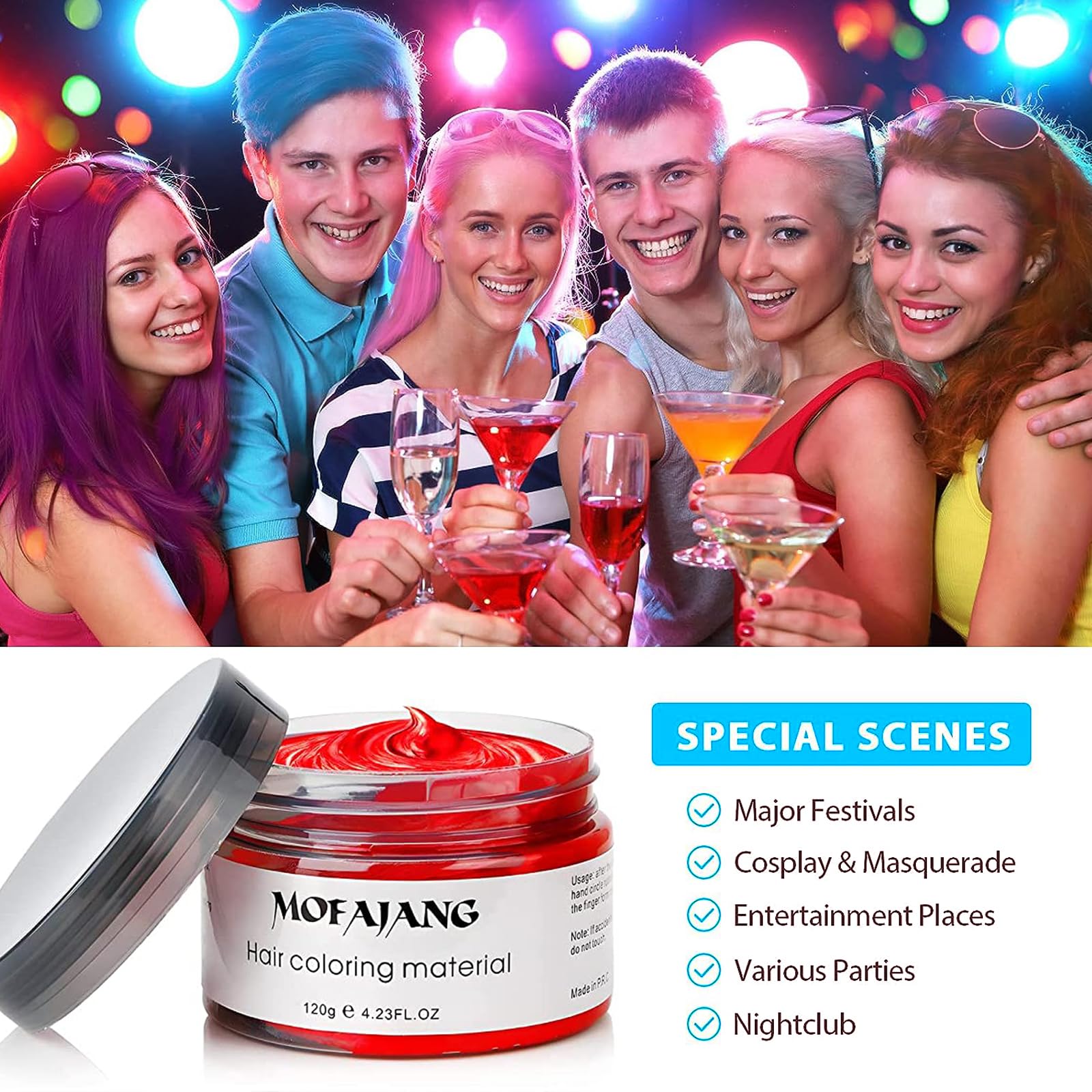 Asocrew Red wax spray easy washout with shampoo after wear.