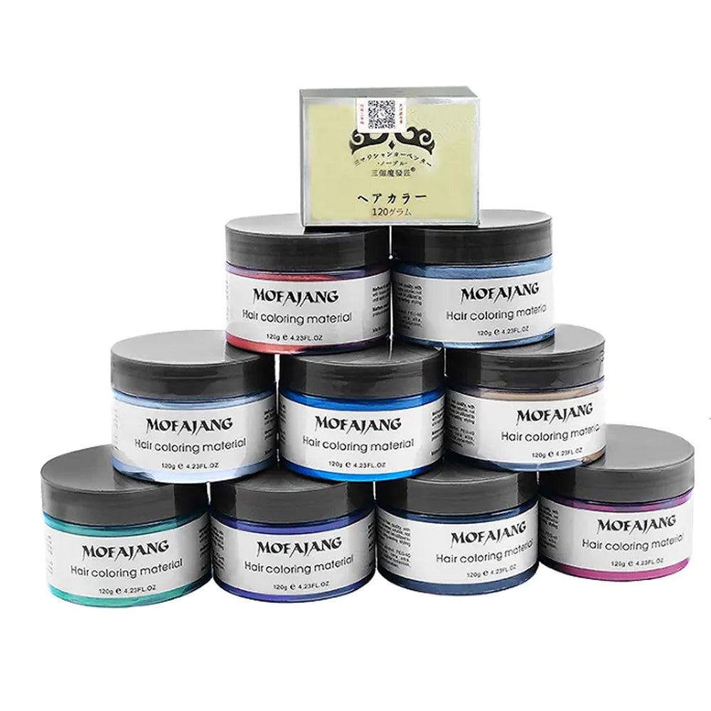 Asocrew temporary hair color wax washout process shows easy cleanup with shampoo.