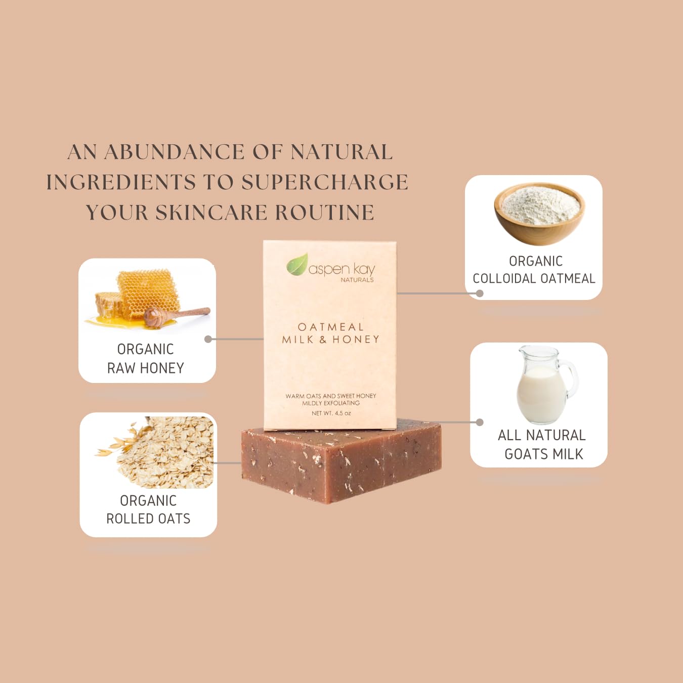 Aspen Kay Naturals oatmeal soap bar in shower with rich foam for moisture