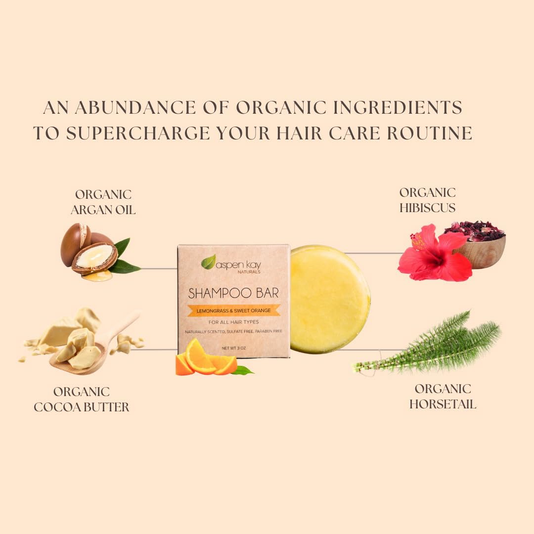 Aspen Kay Naturals Moroccan Argan Oil Shampoo Bar citrus scent emphasis for refreshing wash