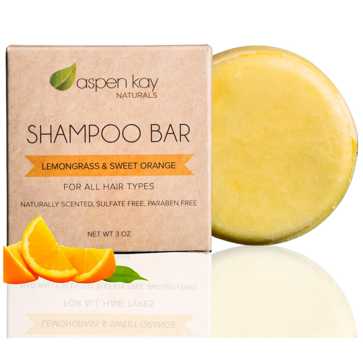 Aspen Kay Naturals Moroccan Argan Oil Shampoo Bar packaging close-up showing sulfate-free formula