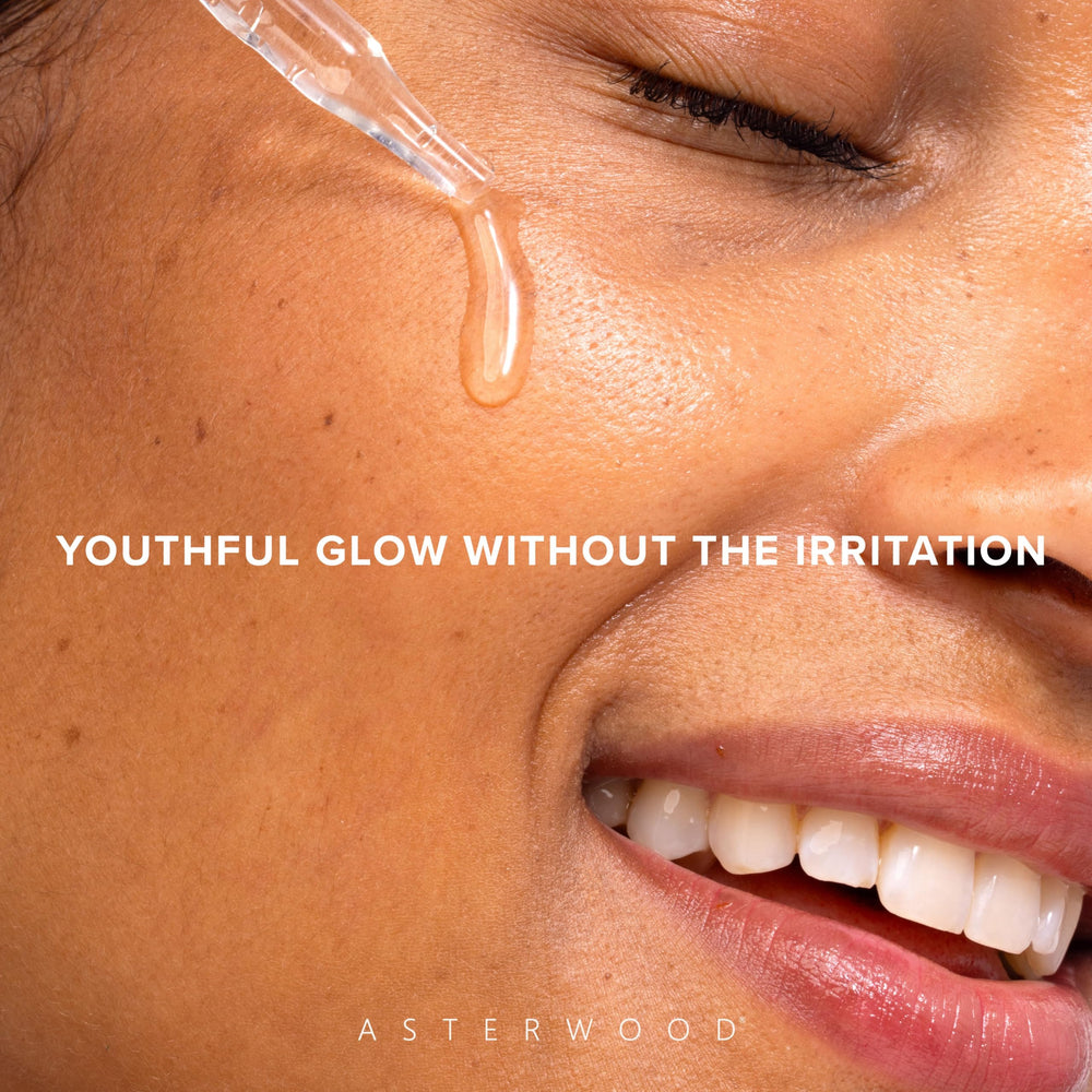 Asterwood Bakuchiol Serum fragrance-free label highlights a gentle formula.