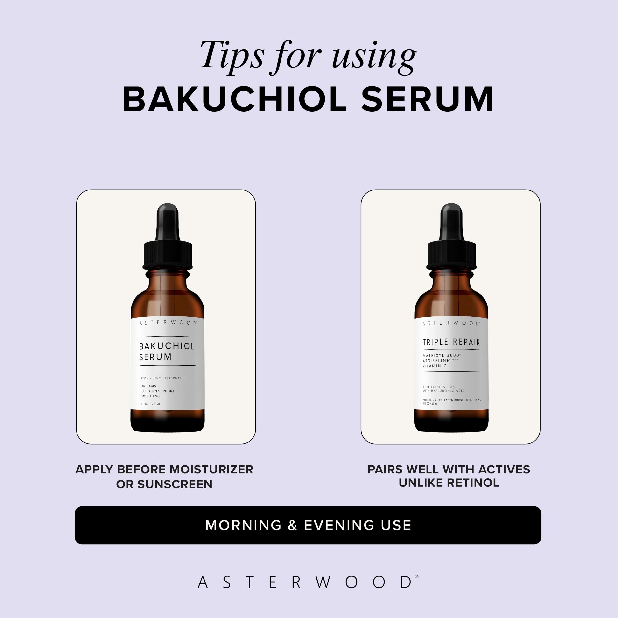 Asterwood Bakuchiol Serum skin glow on a healthy complexion.