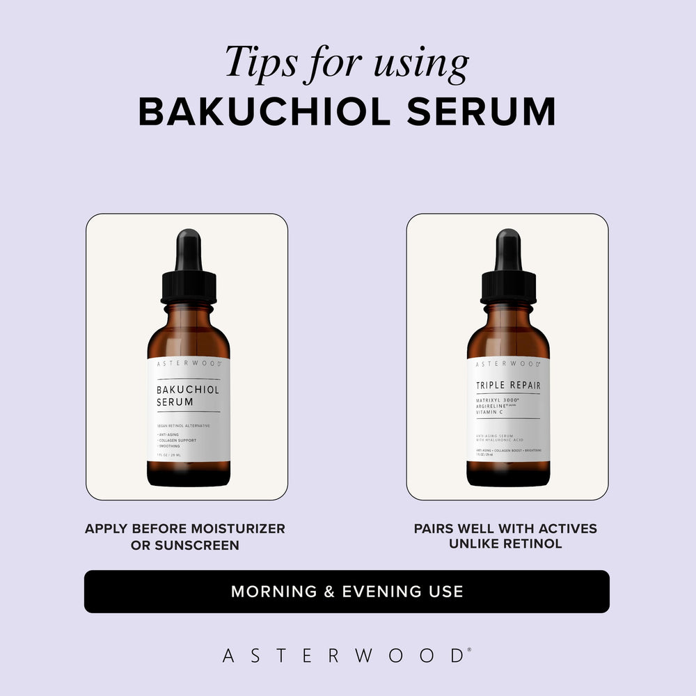 Asterwood Bakuchiol Serum skin glow on a healthy complexion.