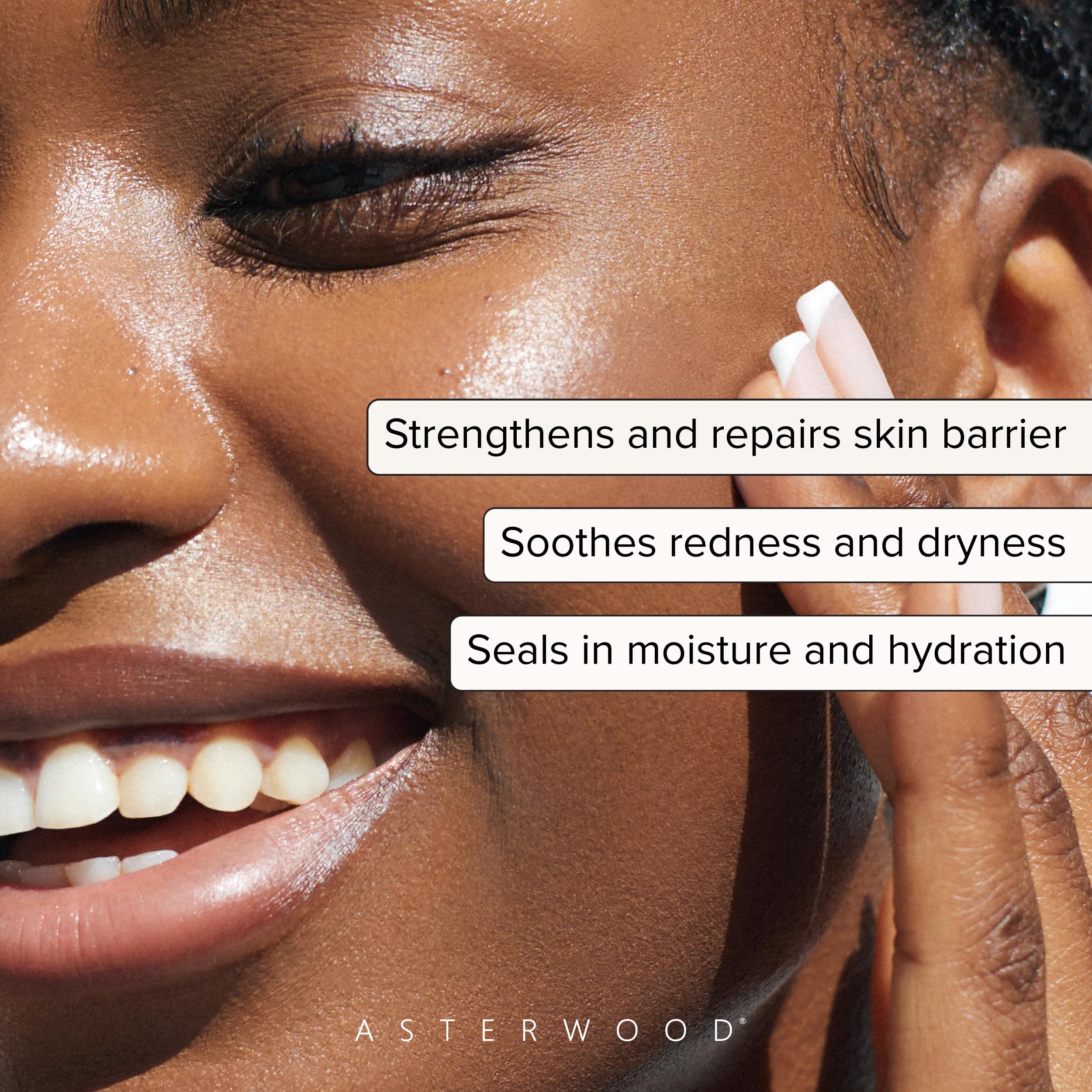 Asterwood Ceramide Serum application glide highlighting quick absorption and smooth base.
