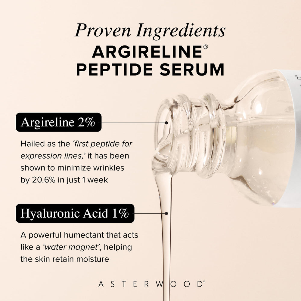 Asterwood Hyaluronic Acid swirl with Argireline for hydrating, plump-looking skin.