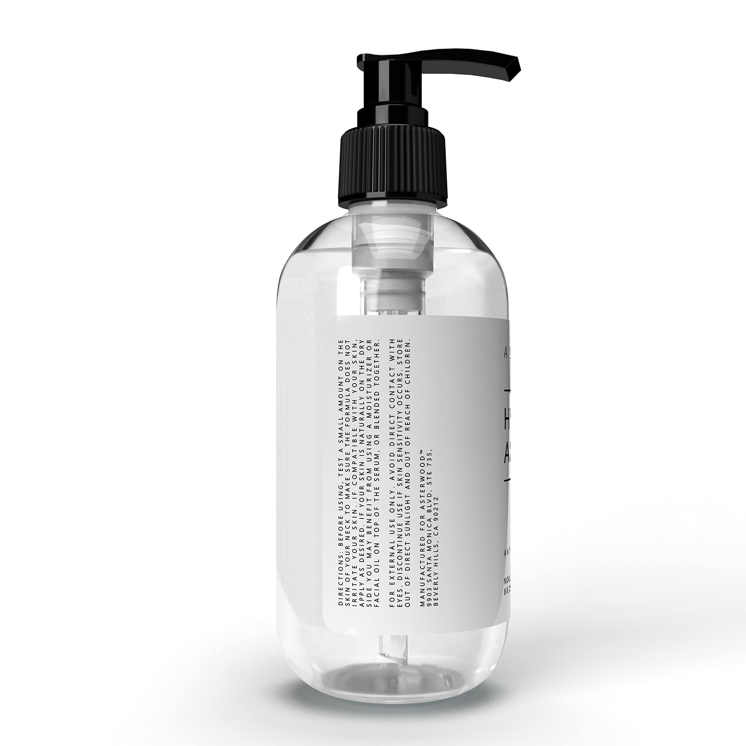 Asterwood Hyaluronic Serum in a minimalist setup conveys a simple, effective hydration ritual.