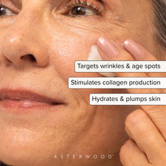Asterwood matrixyl 3000 argireline vitamin C swatch reveals smooth texture and glow.