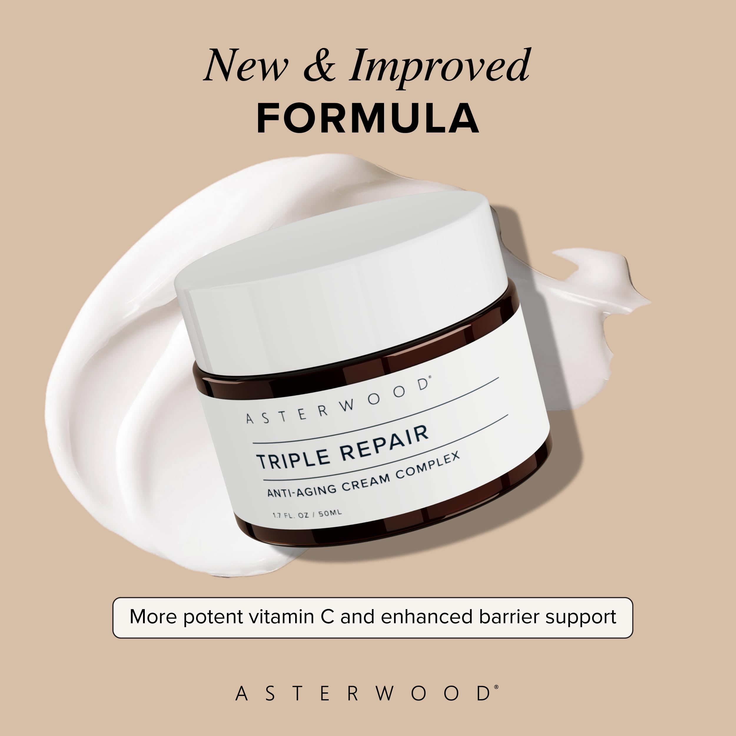Asterwood night-time moisturizer applied to the face for overnight care.