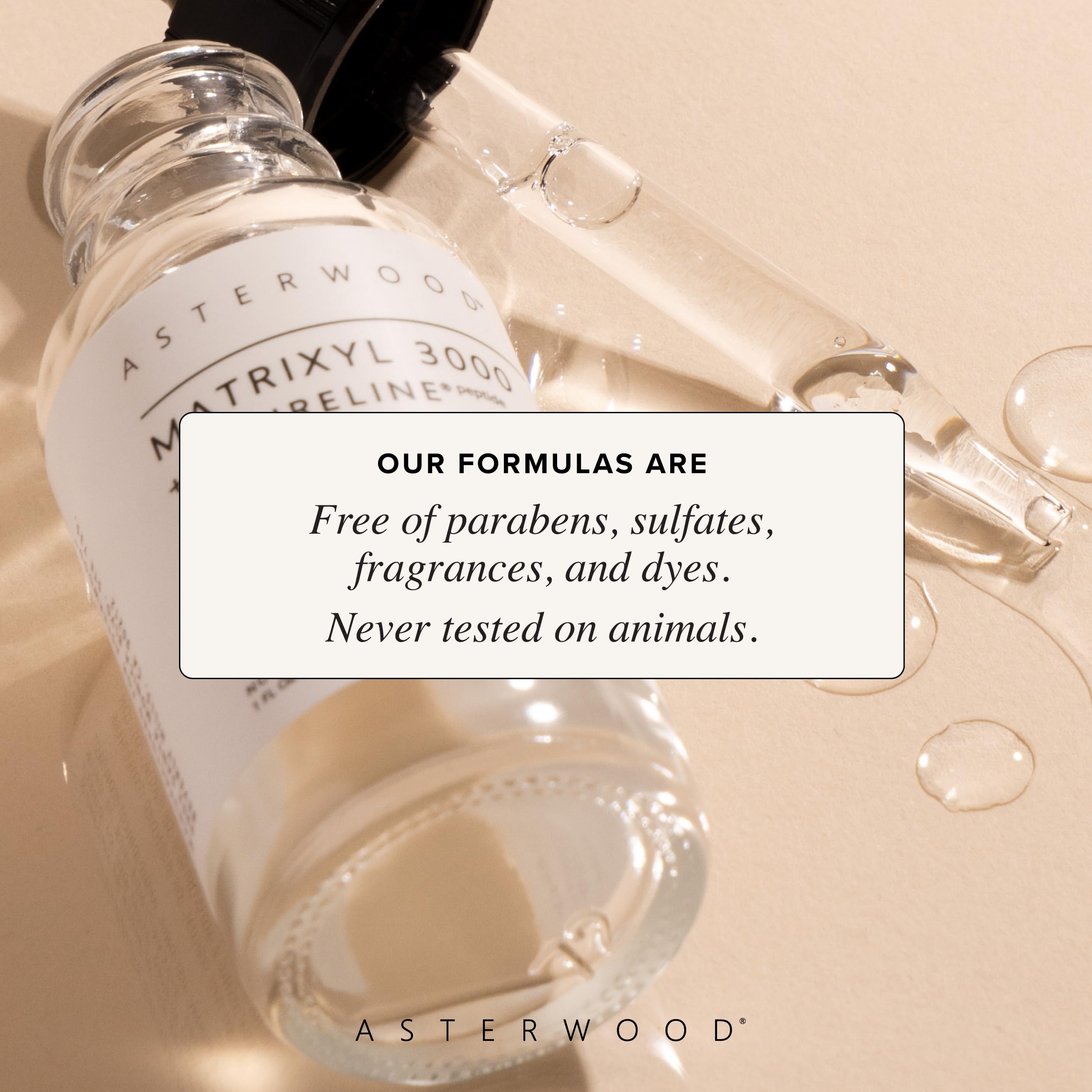 Asterwood peptide collage showcases Matrixyl 3000 and Argireline synergy.
