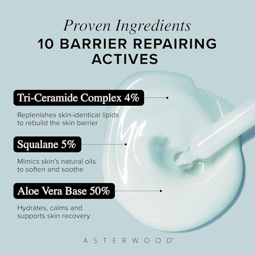 Asterwood Triple Ceramide Complex graphic illustrating strengthened healthy skin barrier.