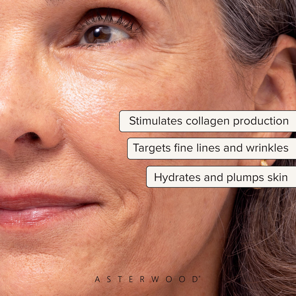Asterwood Triple Repair Serum label closeup highlights a clean, gentle formula.
