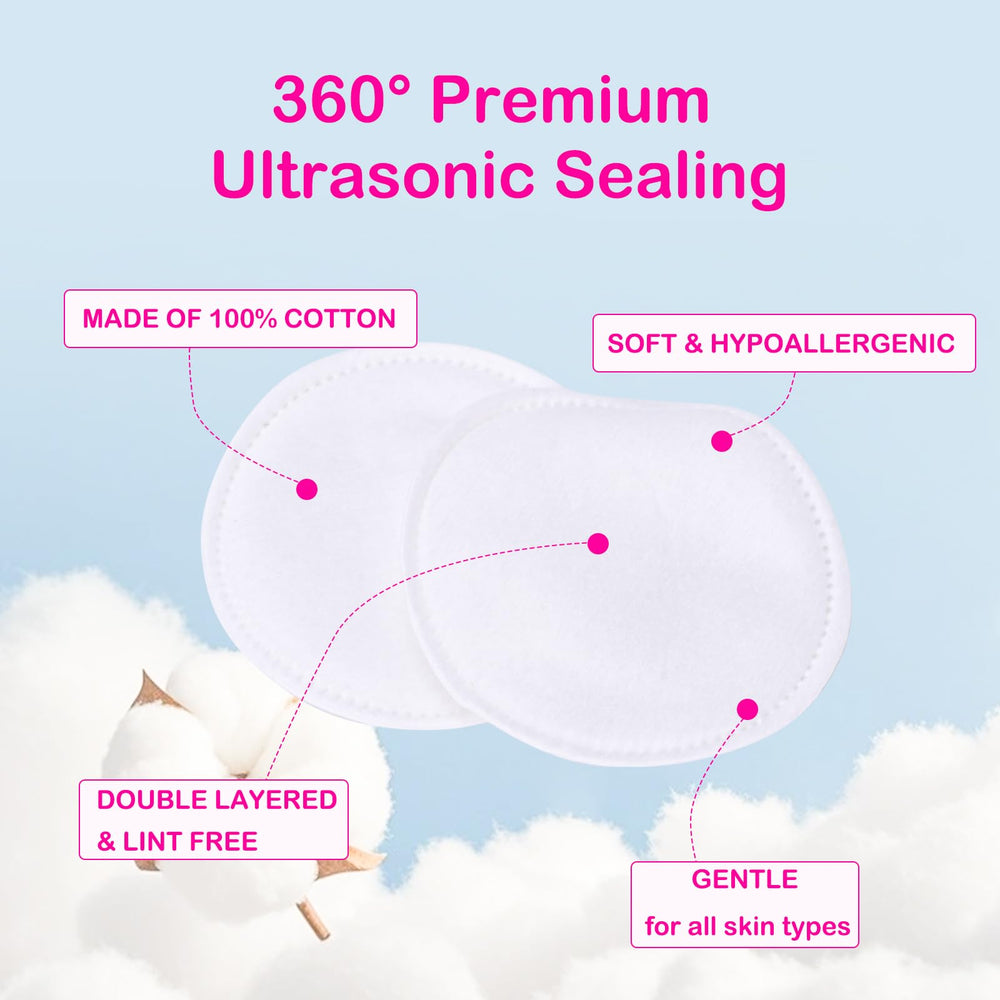 Astraescly cotton rounds show absorbent texture for toner application and skincare steps.