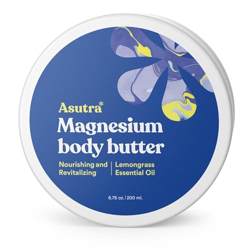 ASUTRA Magnesium Body Butter Lotion jar — rich moisturizer for daily skin nourishment.