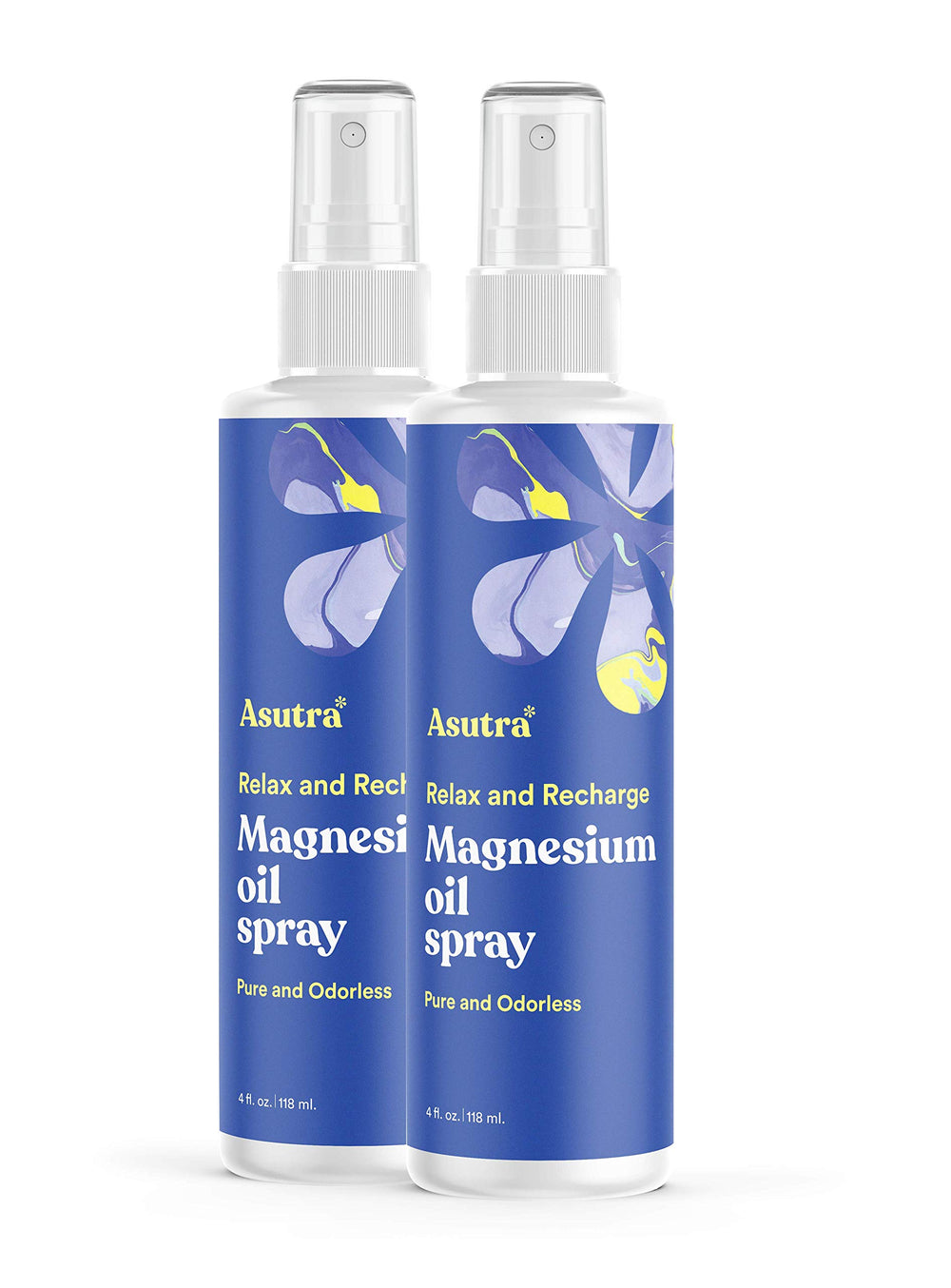 ASUTRA magnesium oil spray bottle ready for quick, non-greasy application.