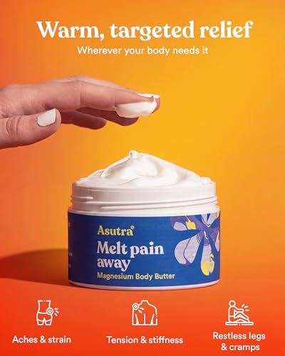ASUTRA Melt Pain Away cream texture illustrating smooth, non-greasy absorption.