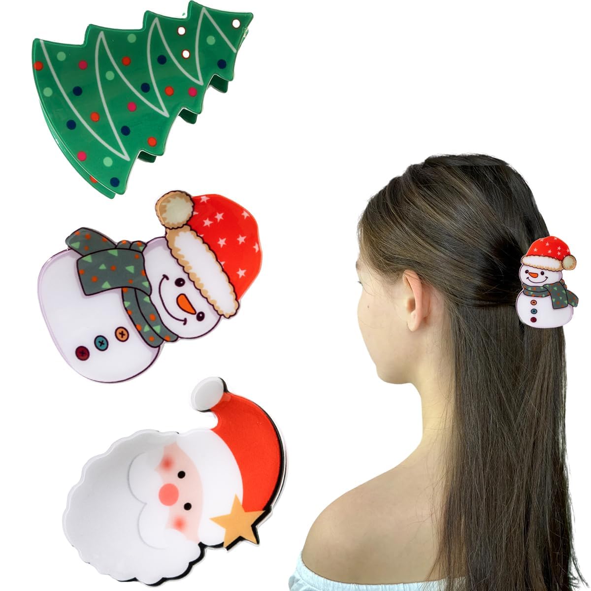 ASVNRES Christmas Santa hair clip secures thin hair with festive warmth