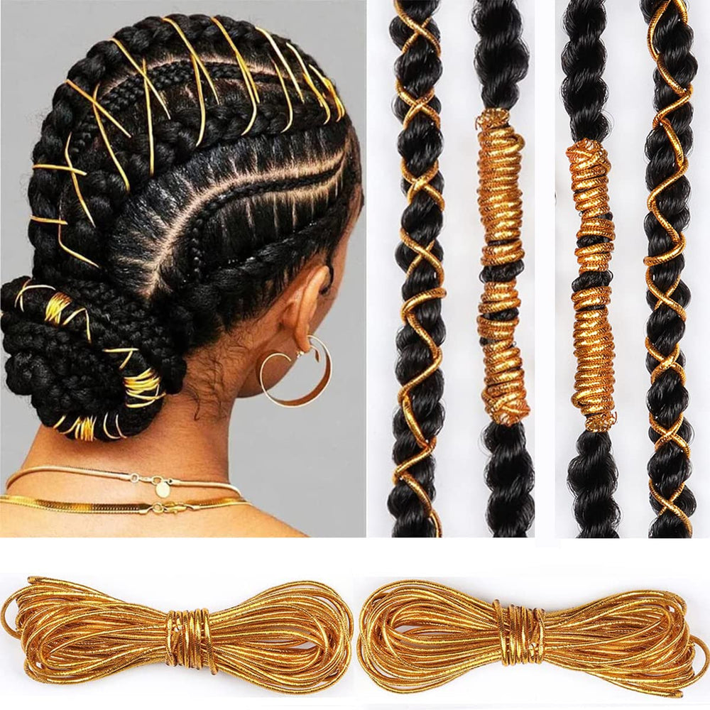 ASVNRES gold dreadlock braids cord close-up for festive dreadlocks and party looks.
