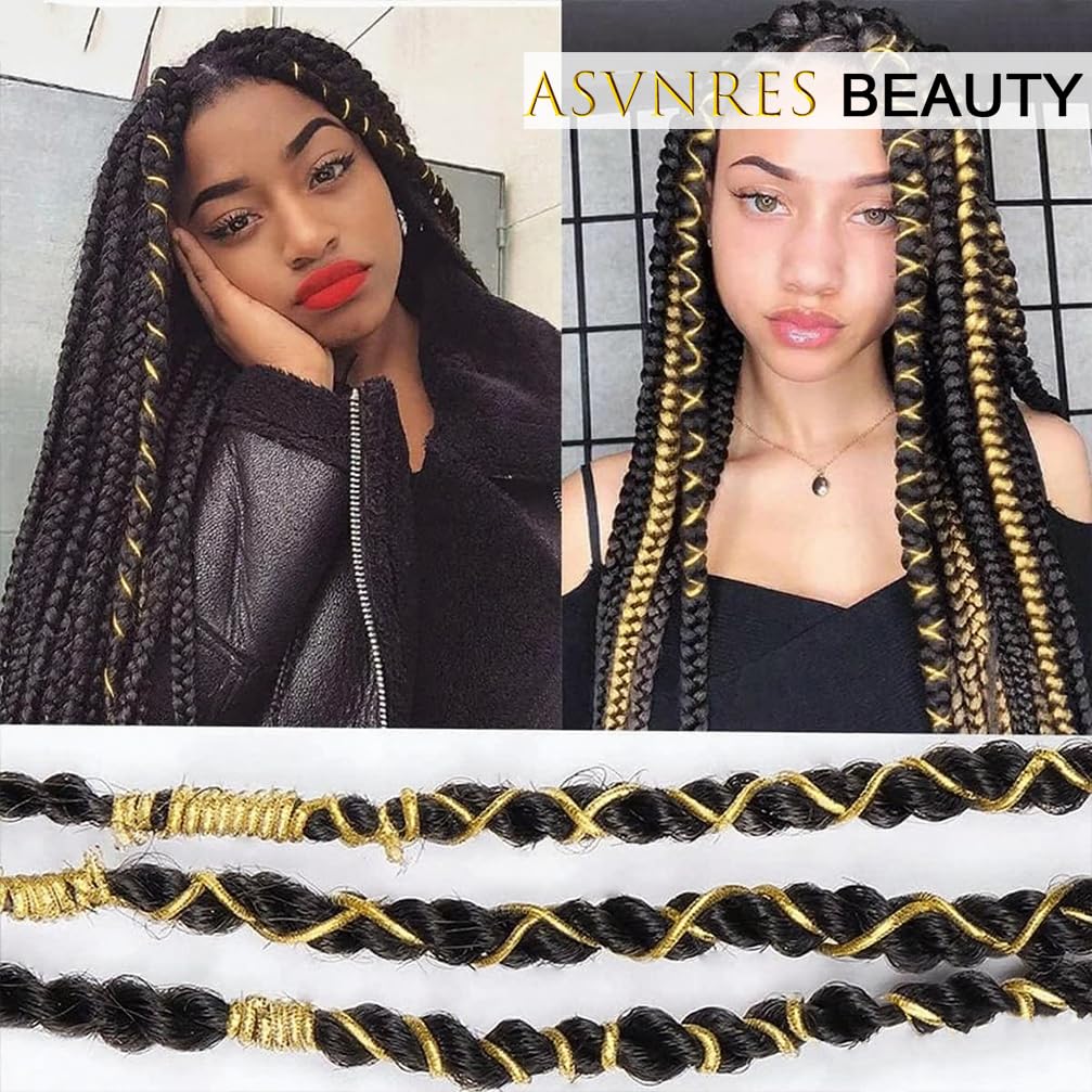 ASVNRES gold hair braiding cord showing durable 1 mm diameter for precise styling.
