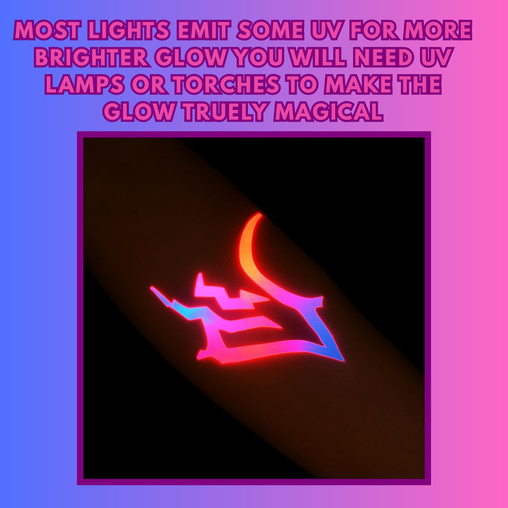 ASVP Shop UV Shine sweatproof dance tattoos stay vivid during movement.